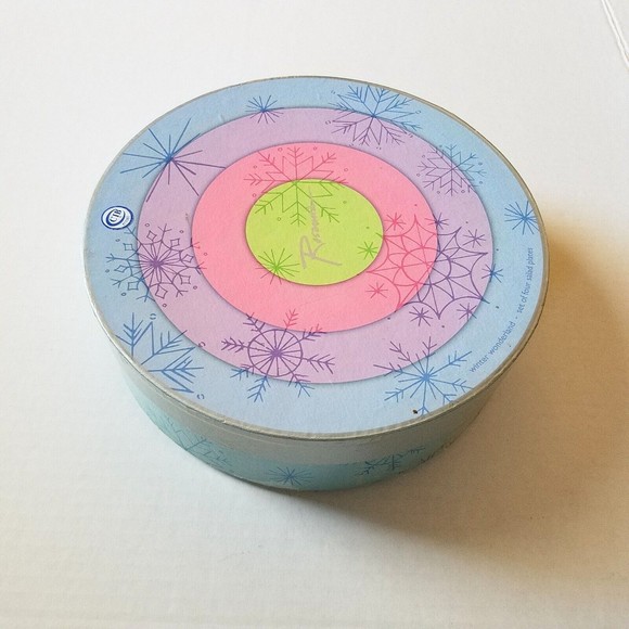 Boxed Set of 4 Rosanna CIB 8” Salad Dessert Plates Winter Wonderland Snowflakes - Picture 8 of 8